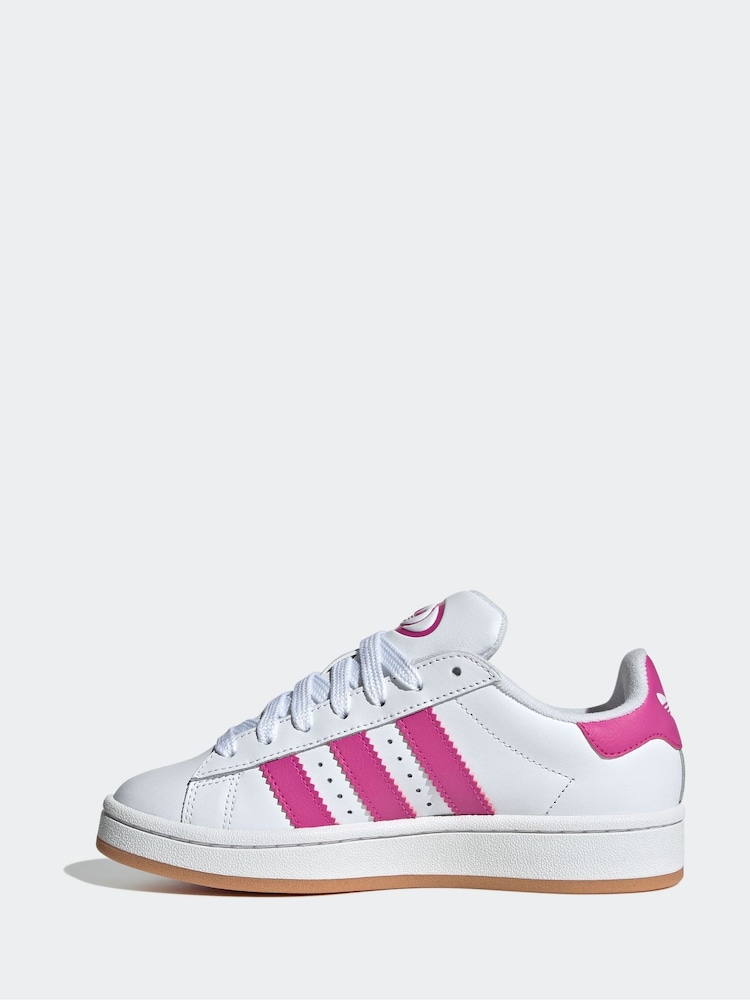Adidas Originals White/Pink Campus Kids Trainers - Image 2 of 9