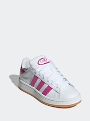 Adidas Originals White/Pink Campus Kids Trainers - Image 3 of 9