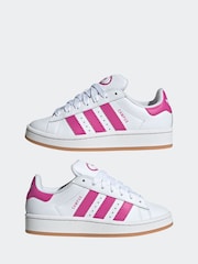 Adidas Originals White/Pink Campus Kids Trainers - Image 6 of 9