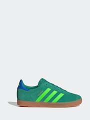 adidas Originals Green/Lime Junior Gazelle Trainers - Image 1 of 9