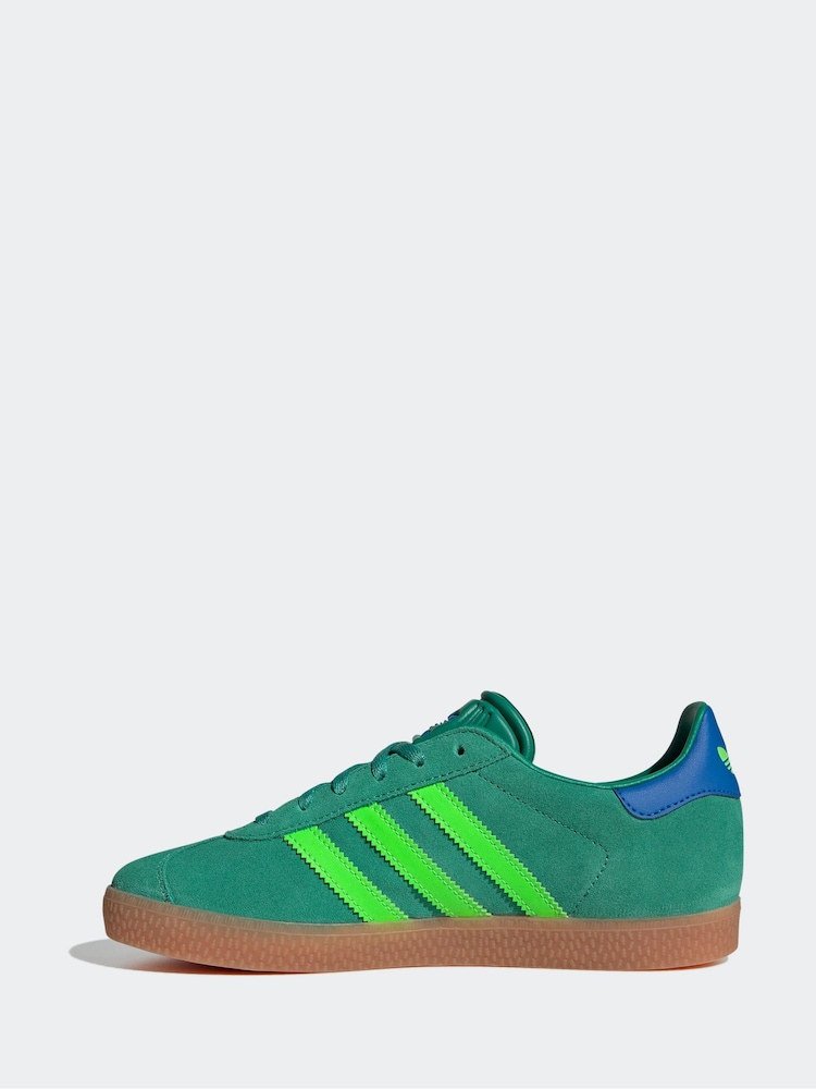adidas Originals Green/Lime Junior Gazelle Trainers - Image 2 of 9