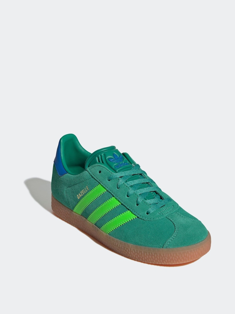 adidas Originals Green/Lime Junior Gazelle Trainers - Image 3 of 9