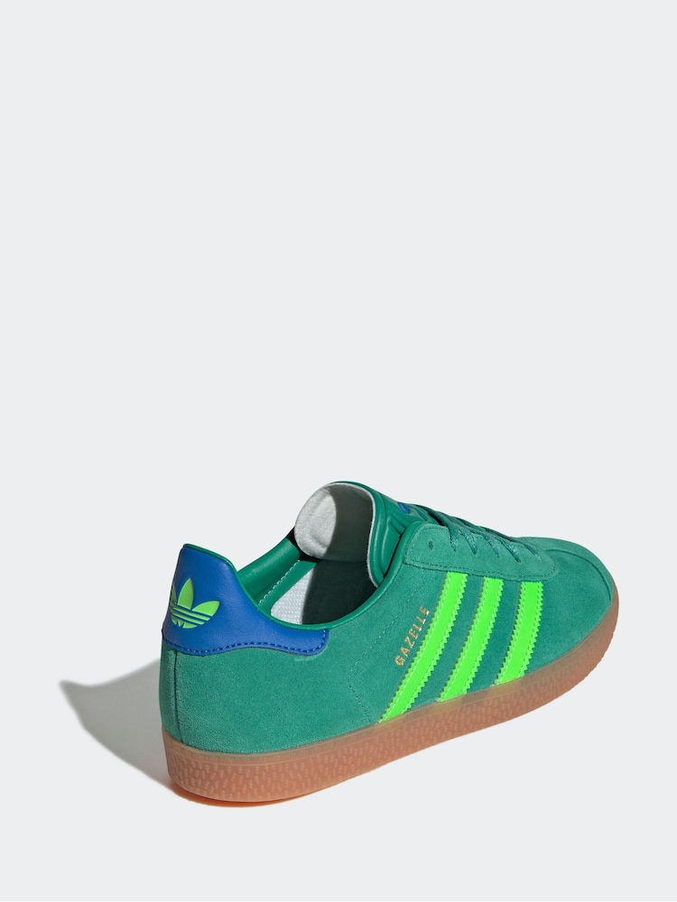 adidas Originals Green/Lime Junior Gazelle Trainers - Image 4 of 9