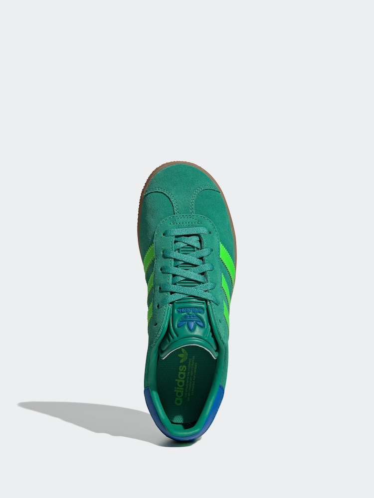 adidas Originals Green/Lime Junior Gazelle Trainers - Image 6 of 9