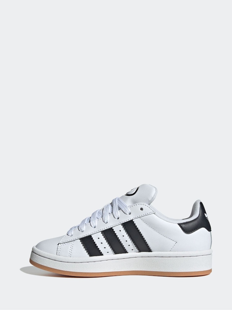 Adidas Originals White/Black Campus Kids Trainers - Image 2 of 9