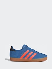 adidas Originals Blue/Orange Junior Gazelle Trainers - Image 1 of 9