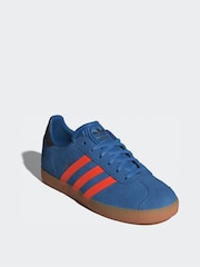 adidas Originals Blue/Orange Junior Gazelle Trainers - Image 3 of 9