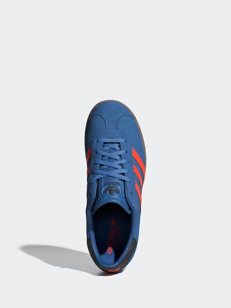 adidas Originals Blue/Orange Junior Gazelle Trainers - Image 6 of 9
