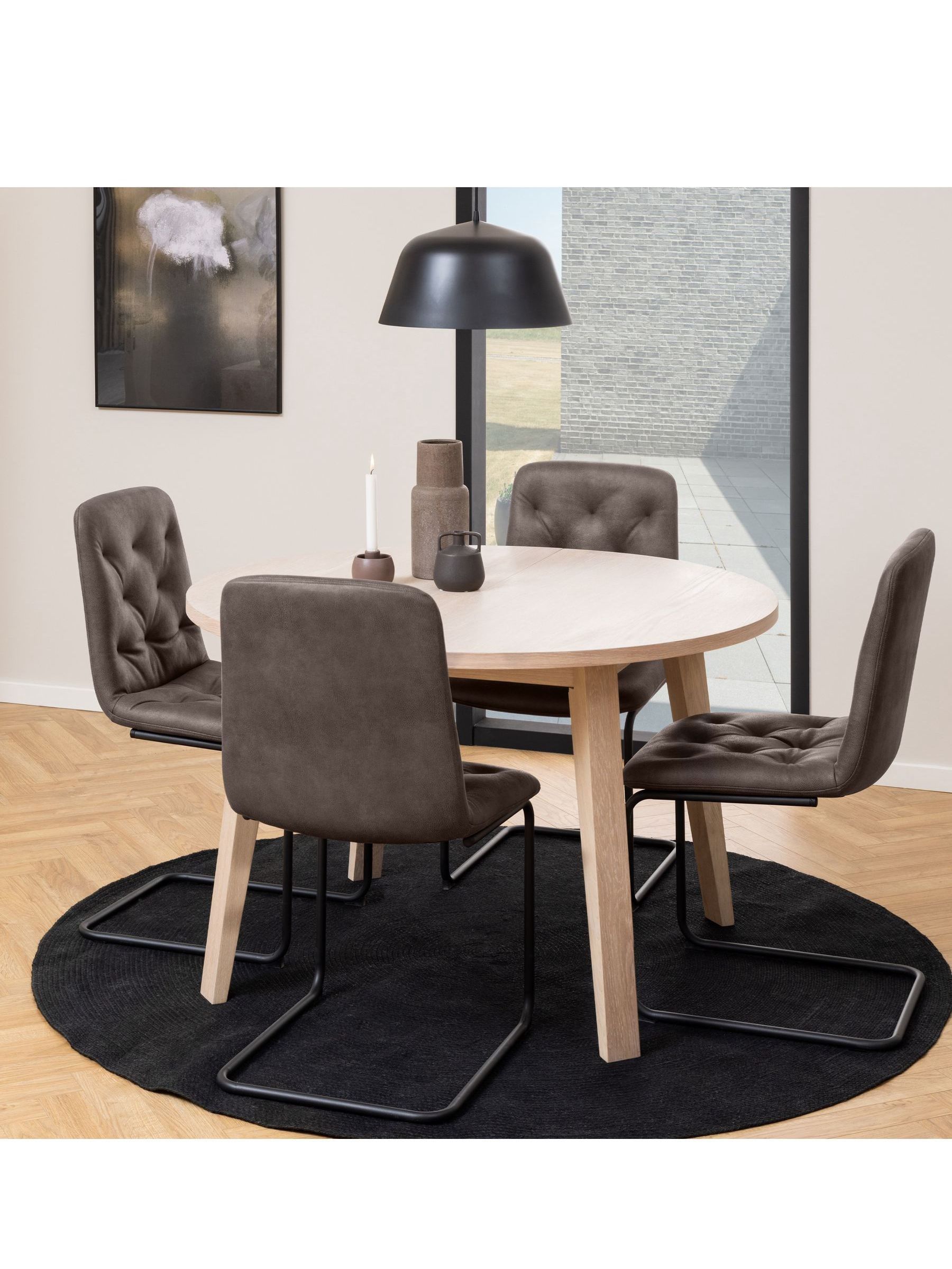 Actona Unisex White Oak A-Line Round Extending Dining Table