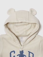 Gap Cream/Blue Vintage Soft Logo Hooded One-Piece (0-24mths) - Image 3 of 3
