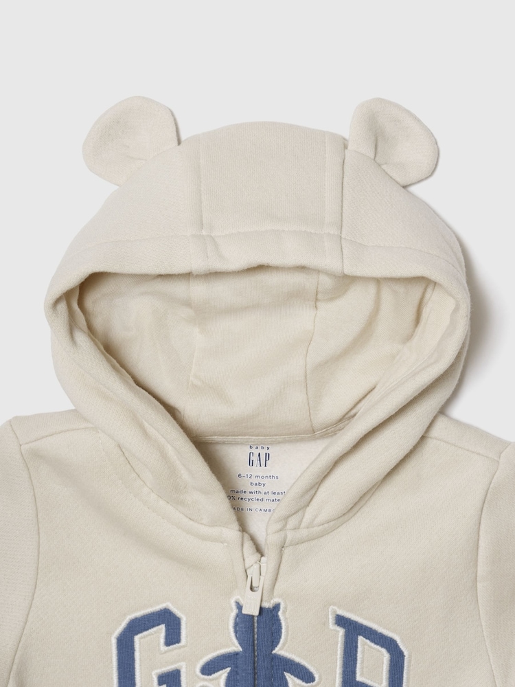 Gap Cream/Blue Vintage Soft Logo Hooded One-Piece (0-24mths) - Image 3 of 3 Gap Cream/Blue Vintage Soft Logo Hooded One-Piece (0-24mths) - Image 3 of 3