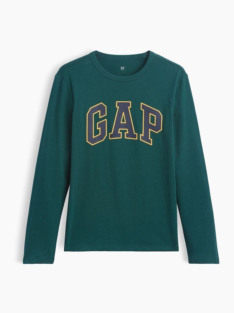 Gap Dark Green Logo Long Sleeve T-Shirt (4-13yrs) - Image 1 of 3 Gap Dark Green Logo Long Sleeve T-Shirt (4-13yrs) - Image 1 of 3