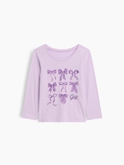 Gap Lilac Bows Graphic Long Sleeve T-Shirt (6mths-5yrs) - Image 1 of 3
