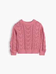 Gap Pink Textured Crew Neck Jumper (6mths-5yrs) - Image 1 of 3