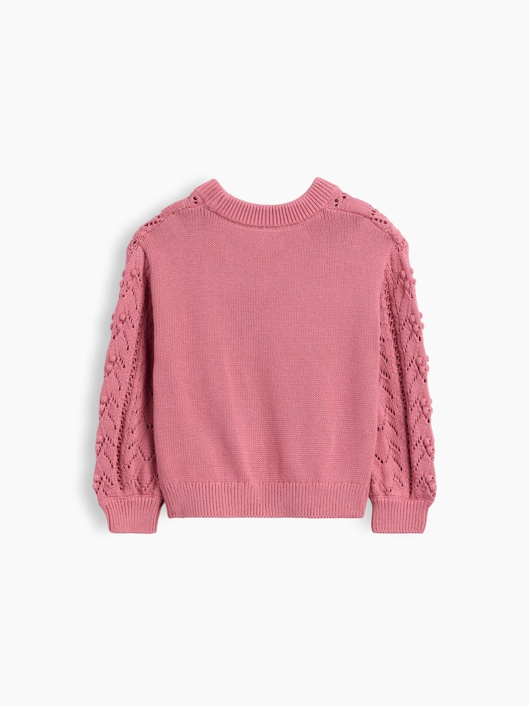 Gap Pink Textured Crew Neck Jumper (6mths-5yrs) - Image 2 of 3 Gap Pink Textured Crew Neck Jumper (6mths-5yrs) - Image 2 of 3