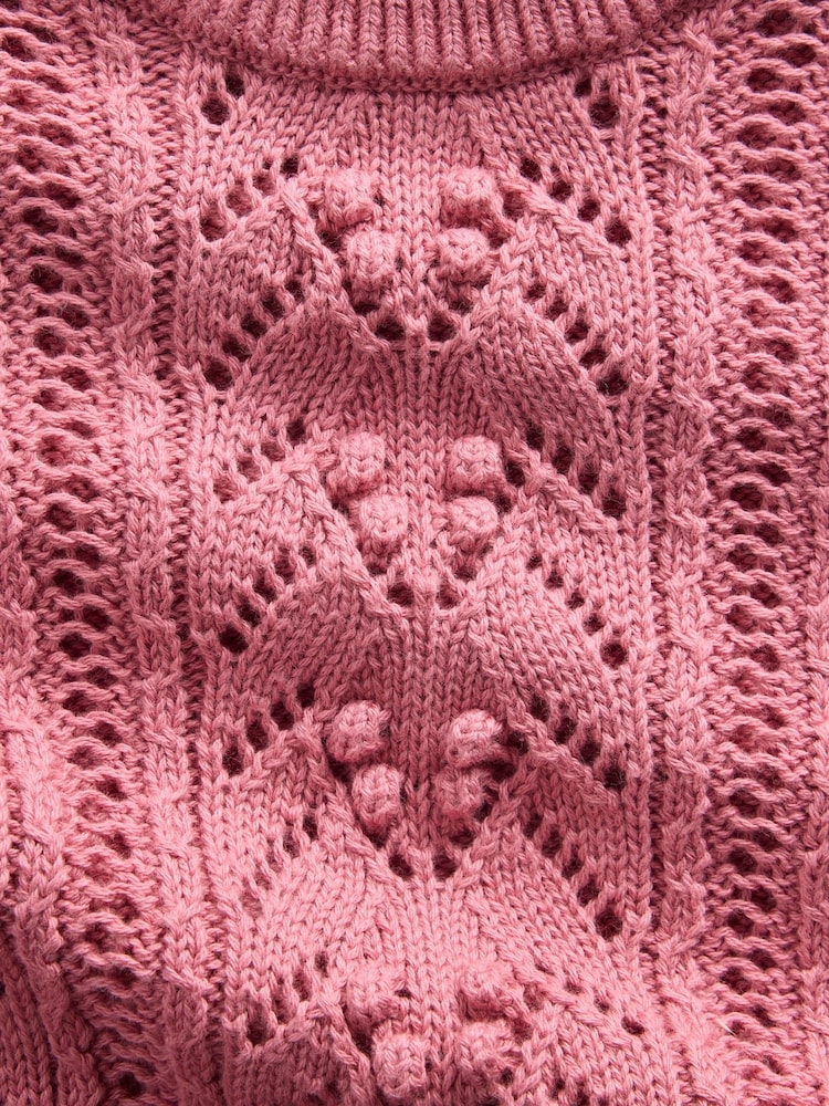 Gap Pink Textured Crew Neck Jumper (6mths-5yrs) - Image 3 of 3 Gap Pink Textured Crew Neck Jumper (6mths-5yrs) - Image 3 of 3