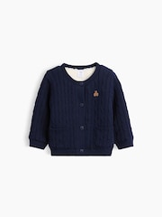 Marine - Gap Sherpa-Lined Cable-Knit Cardigan (0-24mths) - Bild 1 von 2
