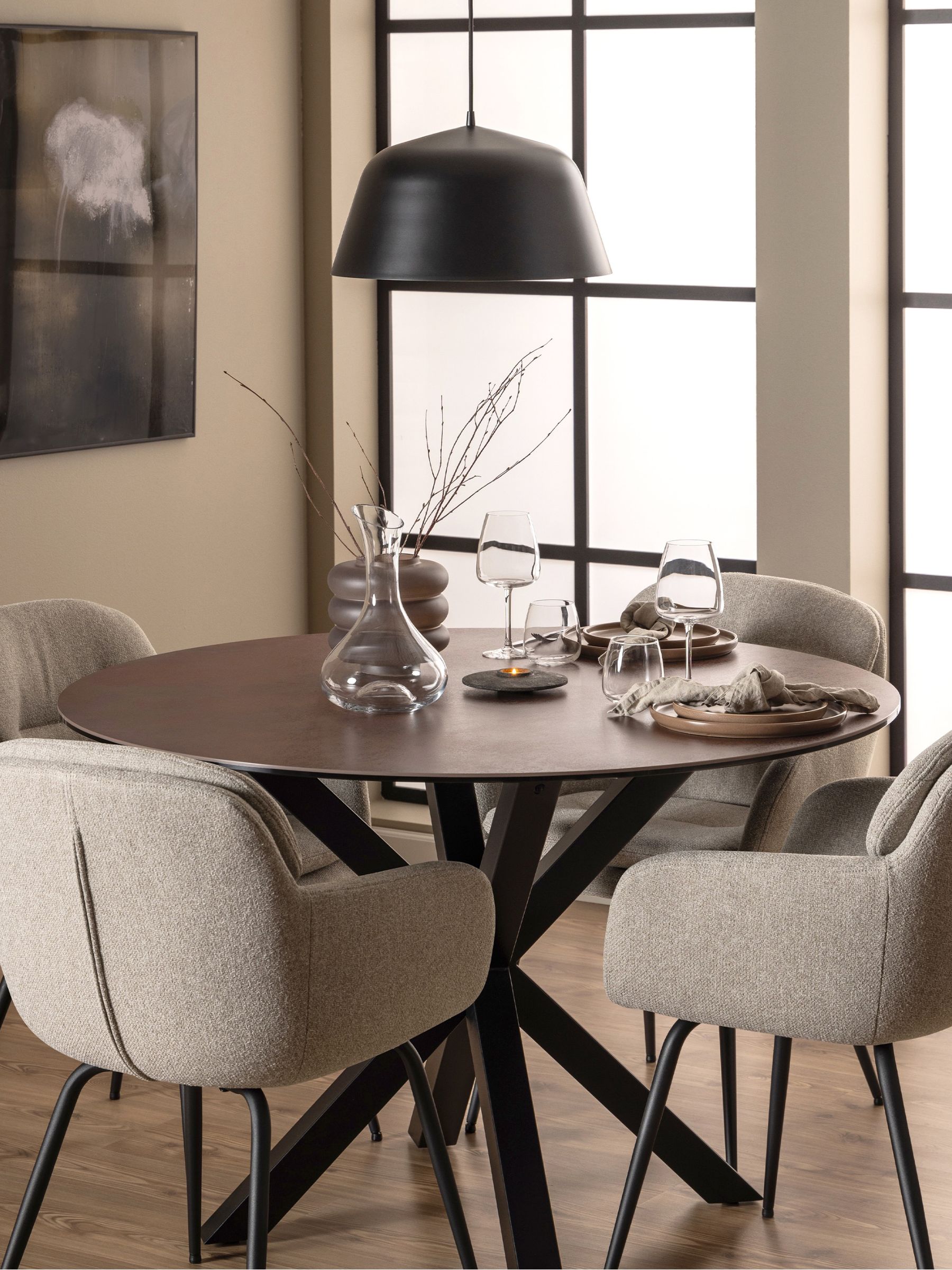 Furniture To Go Florence Heaven Ceramic 4 Seater Round Dining Table Rusty Brown - Image 5