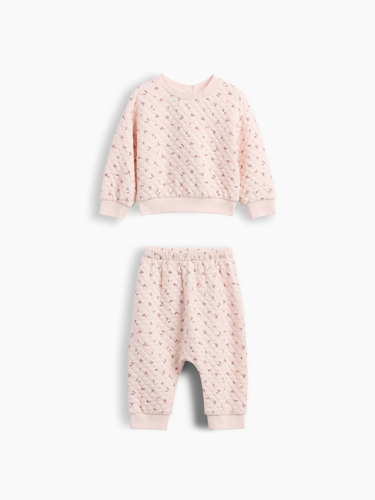 Gap Pink Floral Quilted Outfit Set (0-24mths) - Image 1 of 3 Gap Pink Floral Quilted Outfit Set (0-24mths) - Image 1 of 3