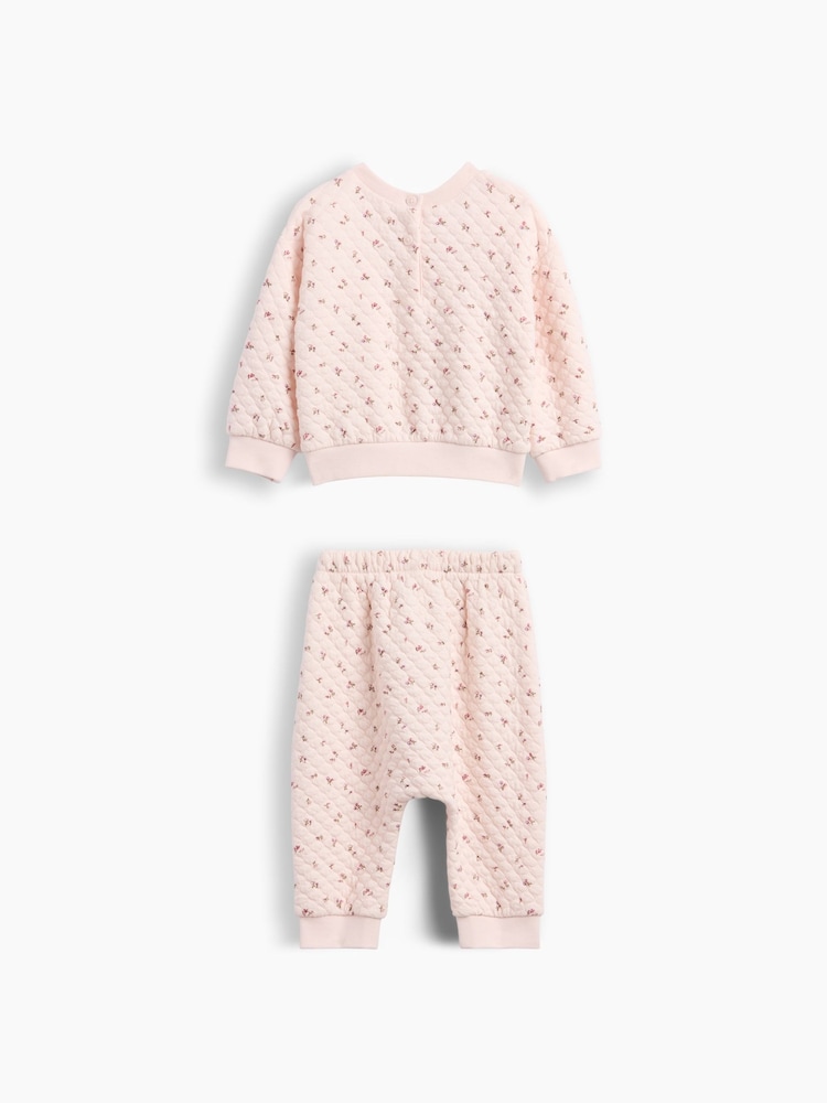 Gap Pink Floral Quilted Outfit Set (0-24mths) - Image 2 of 3 Gap Pink Floral Quilted Outfit Set (0-24mths) - Image 2 of 3