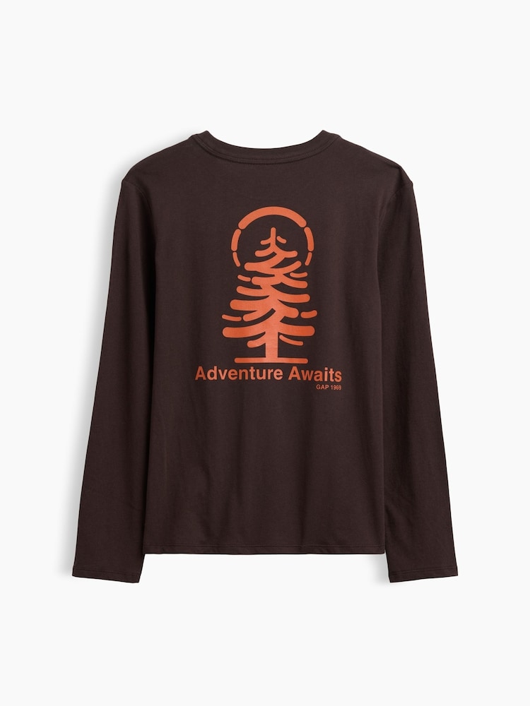 Gap Brown Adventure Graphic Long Sleeve T-Shirt (4-13yrs) - Image 2 of 3