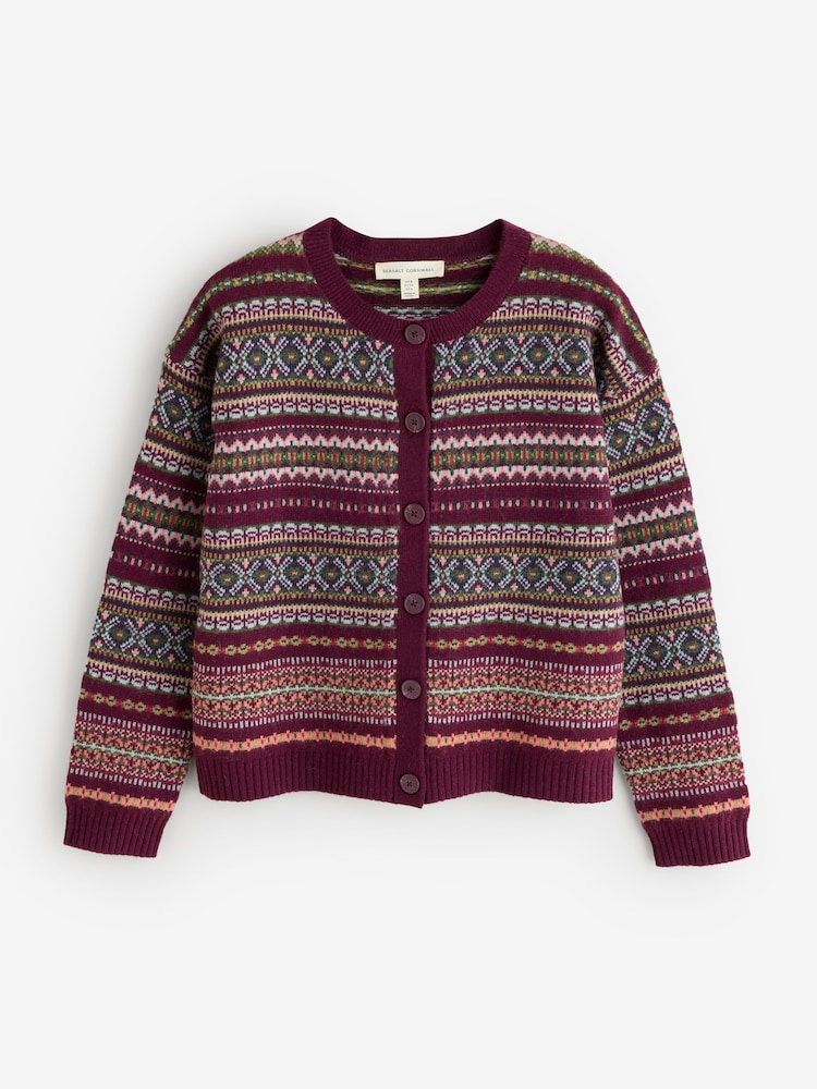 Seasalt Cornwall Purple Copperhouse Fairisle Cardigan - Image 1 of 1 Seasalt Cornwall Purple Copperhouse Fairisle Cardigan - Image 1 of 1