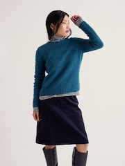 Bleu - Seasalt Cornwall Dawson Pick Wool Blend Jumper - Image 1 sur 5