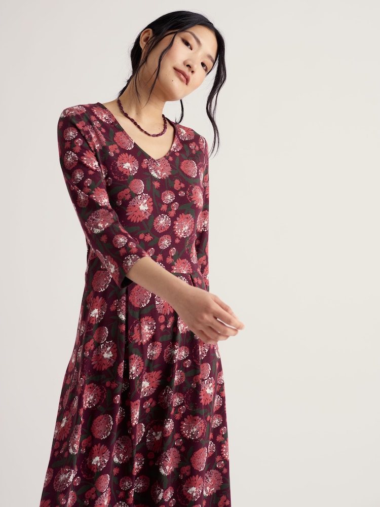 Seasalt Cornwall Pink Pier View 3/4 Sleeve Dress - Image 2 of 5 Seasalt Cornwall Pink Pier View 3/4 Sleeve Dress - Image 2 of 5