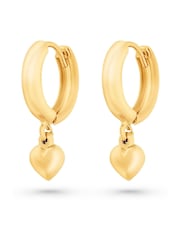 Beaverbrooks Sterling Silver 9ct Yellow Bonded Heart Huggie Hoop Earrings - Image 3 de 4