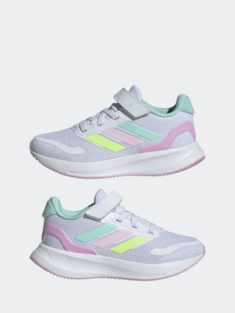 adidas White/Multi Kids Runfalcon 5 Trainers - Image 5 of 9