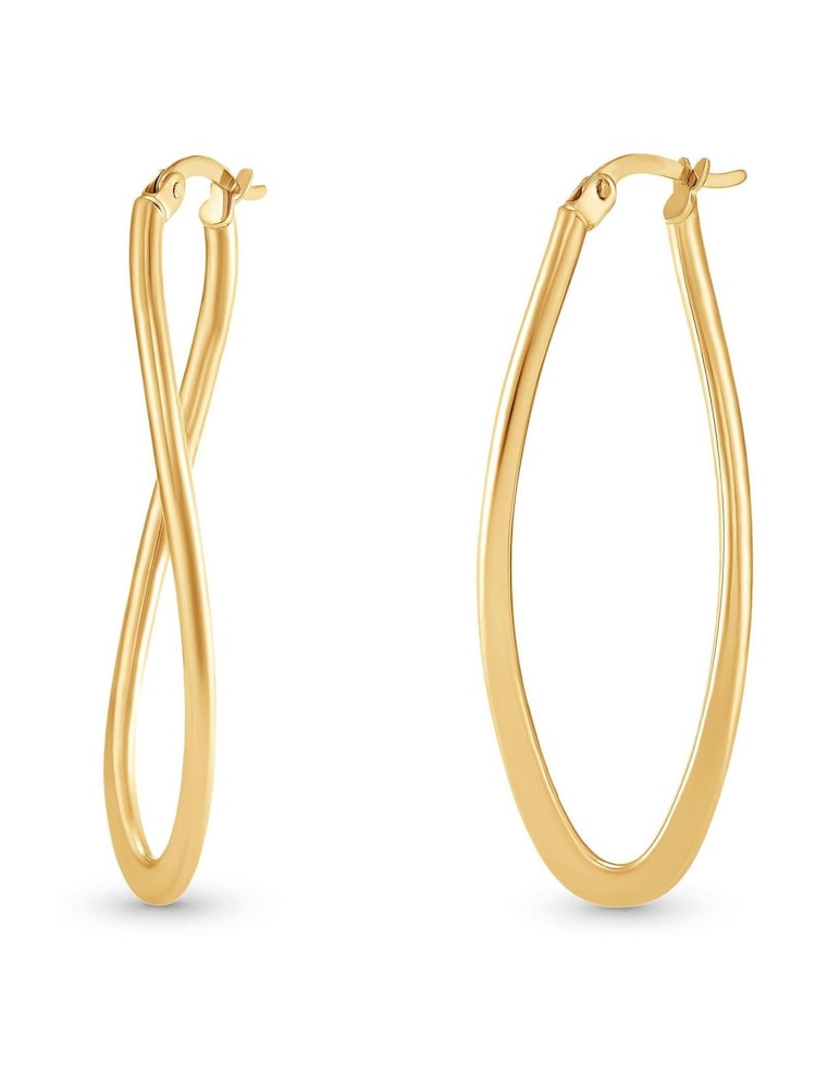 Beaverbrooks Sterling Silver 9ct Yellow Bonded Hoop Drop Earrings - Image 2 de 4