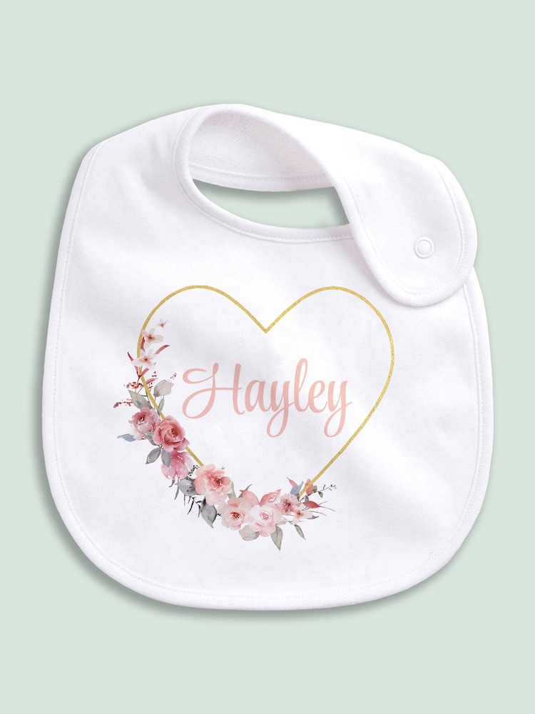 Little Years Personalised Heart 100% Cotton White Bib - Image 1 of 4