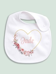 Little Years Personalised Heart 100% Cotton White Bib - Image 2 of 4