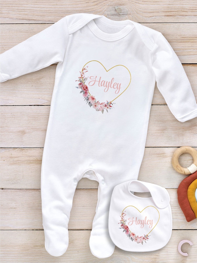 Little Years Personalised Heart 100% Cotton White Bib - Image 4 of 4