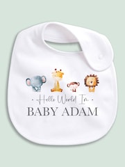 Little Years Personalised 100% Cotton Animal Print White Bib - Image 2 of 4