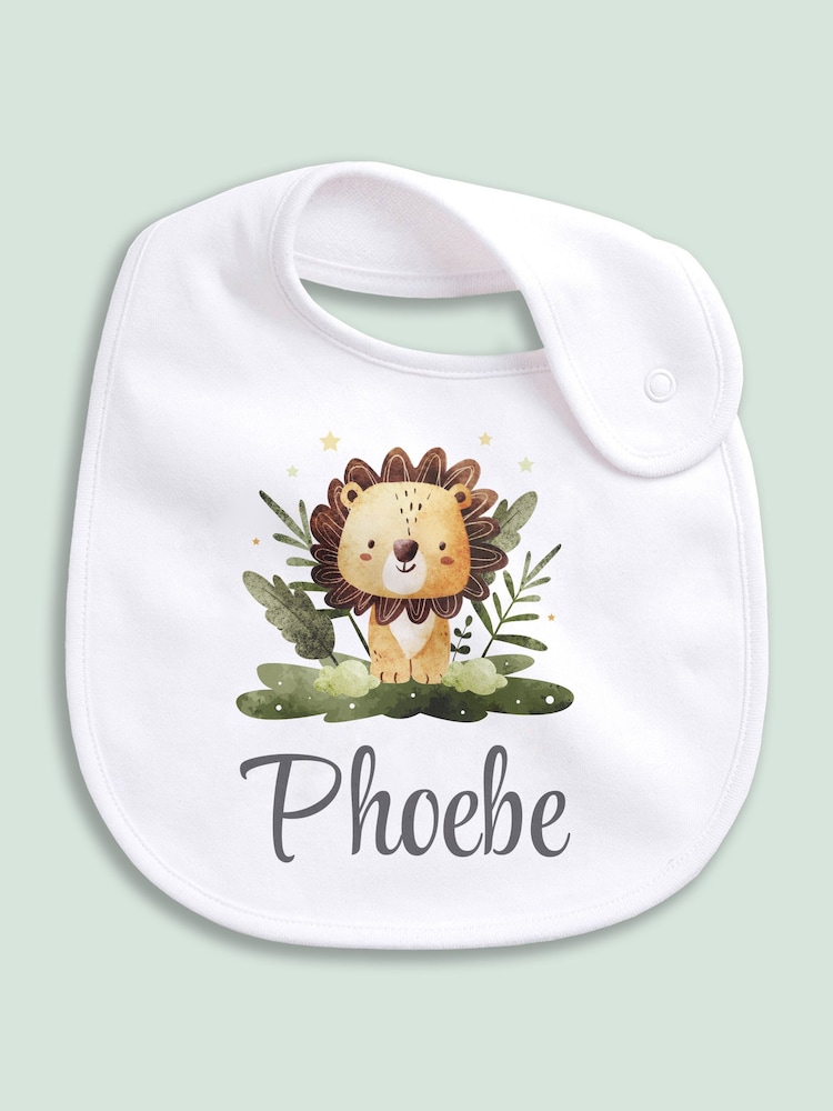 Little Years Personalised Lion Cub 100% Cotton White Bib - Image 1 of 4