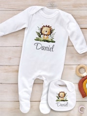 Little Years Personalised Lion Cub 100% Cotton White Bib - Image 4 of 4