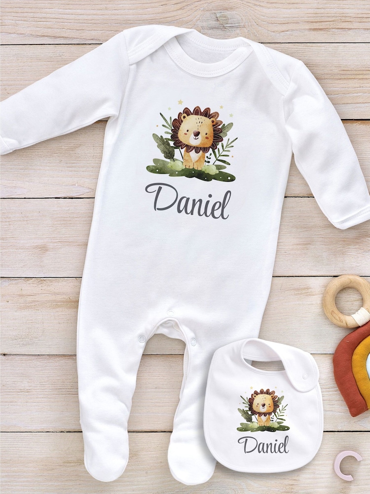 Little Years Personalised Lion Cub 100% Cotton White Bib - Image 4 of 4