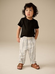 Ecru Stripe Wide Leg Linen Blend Pull On Trousers (3mths-7yrs) - Image 2 of 4