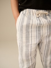 Ecru Stripe Wide Leg Linen Blend Pull On Trousers (3mths-7yrs) - Image 3 of 4