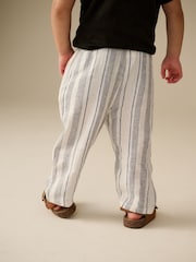 Ecru Stripe Wide Leg Linen Blend Pull On Trousers (3mths-7yrs) - Image 4 of 4