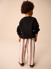 Neutral/Ecru Stripe 100% Cotton Pull On Wide Trousers (3mths-7yrs) - Image 3 of 8