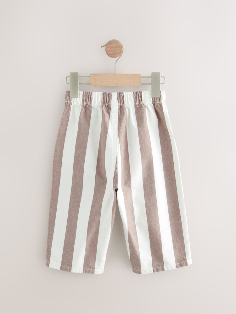 Neutral/Ecru Stripe 100% Cotton Pull On Wide Trousers (3mths-7yrs) - Image 6 of 8