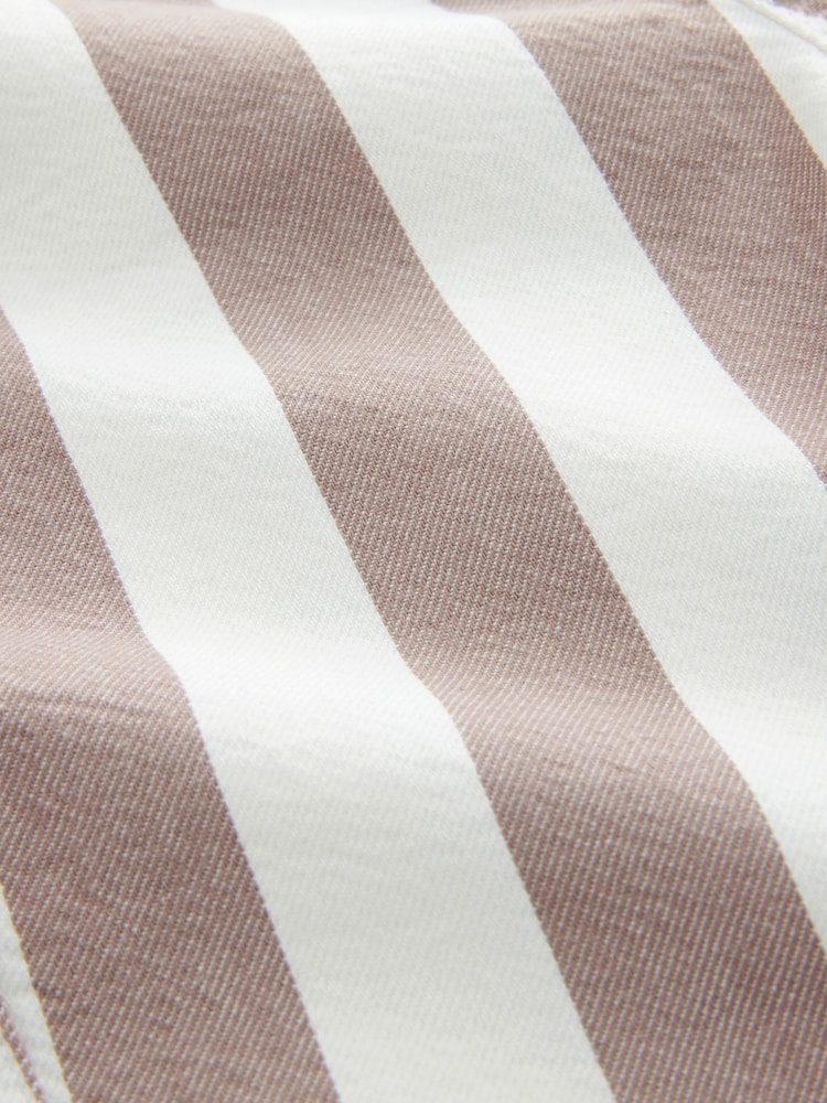 Neutral/Ecru Stripe 100% Cotton Pull On Wide Trousers (3mths-7yrs) - Image 8 of 8