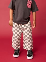 Black/White Checkerboard 100% Cotton Pull On Wide Trousers (3mths-7yrs) - Image 1 of 8