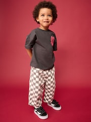 Black/White Checkerboard 100% Cotton Pull On Wide Trousers (3mths-7yrs) - Image 2 of 8