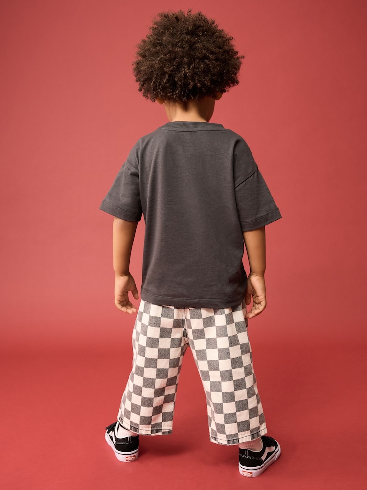 Black/White Checkerboard Pull On Wide Trousers (3mths-7yrs) - Image 3 of 8