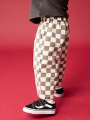 Black/White Checkerboard 100% Cotton Pull On Wide Trousers (3mths-7yrs) - Image 4 of 8