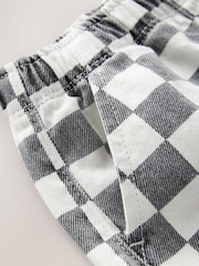 Black/White Checkerboard 100% Cotton Pull On Wide Trousers (3mths-7yrs) - Image 7 of 8