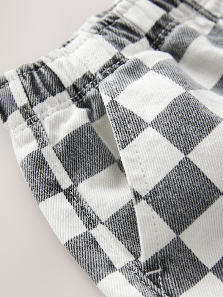 Black/White Checkerboard Pull On Wide Trousers (3mths-7yrs) - Image 7 of 8